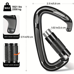 1pc 25KN Auto Lock Aluminum Carabiner Outdoor Climbing Camping Hiking Rescue