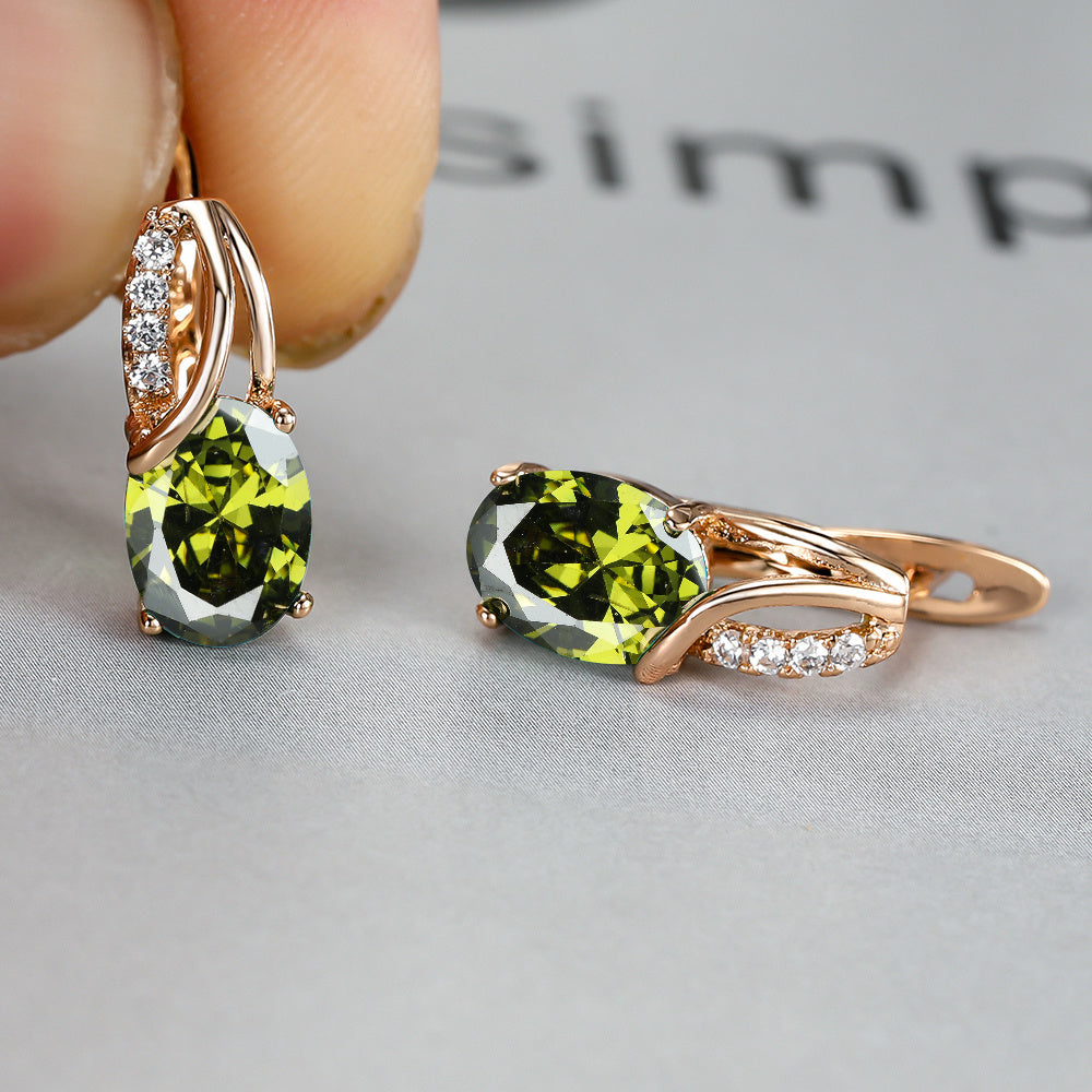 Vintage Oval Cut Marble Zircon Earrings - Bridesmaid Gift