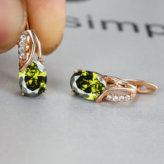 Vintage Oval Cut Marble Zircon Earrings - Bridesmaid Gift