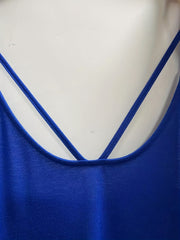  Solid Round Neck Cut Out Maxi Cami Dress
