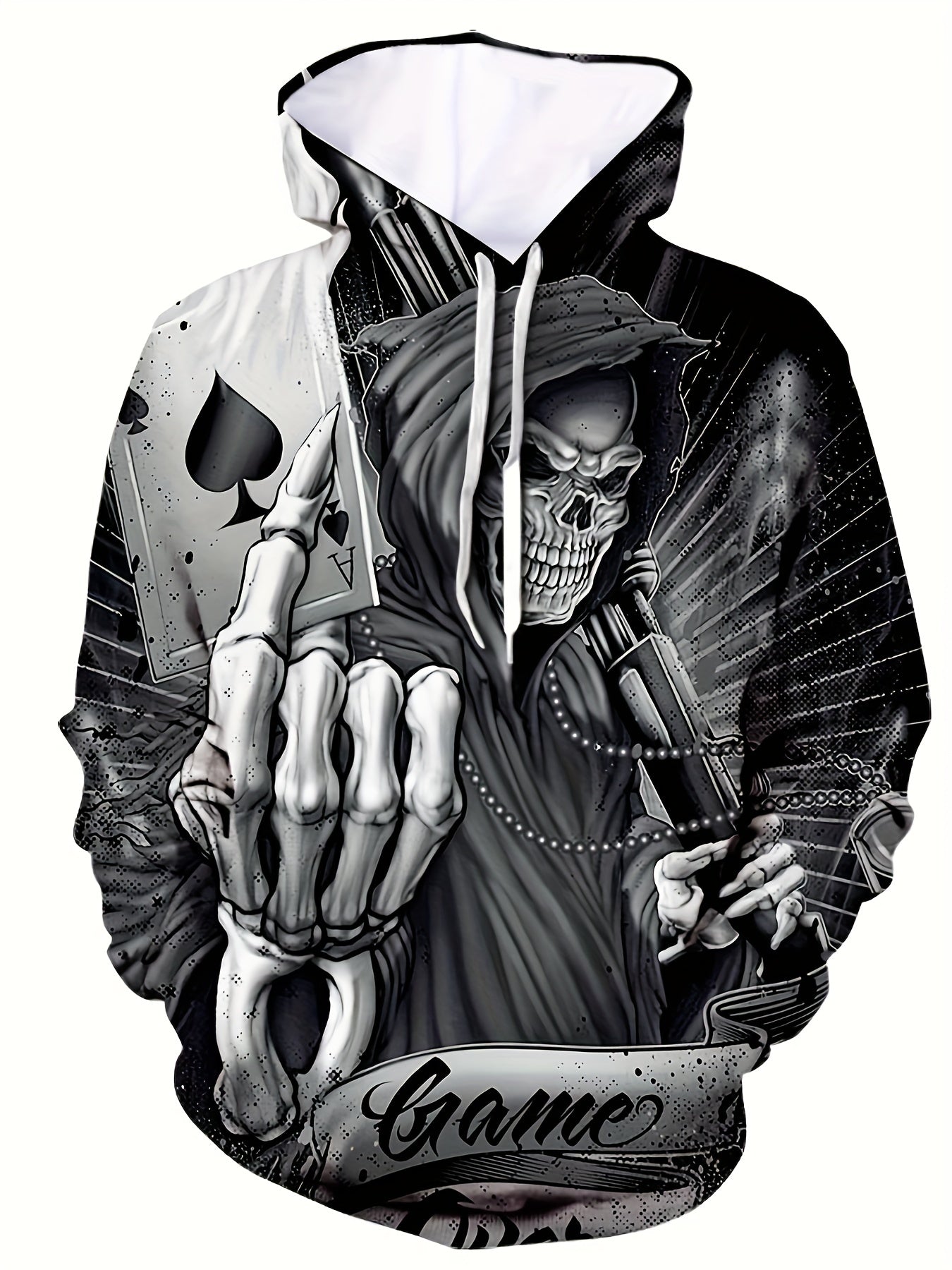 Men's Skull Graphic Hoodie Active Breathable 3D Print Hooded Shirt