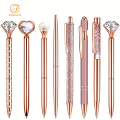 Rose Gold Ballpoint Pens with Quicksand Glitter Diamondoid