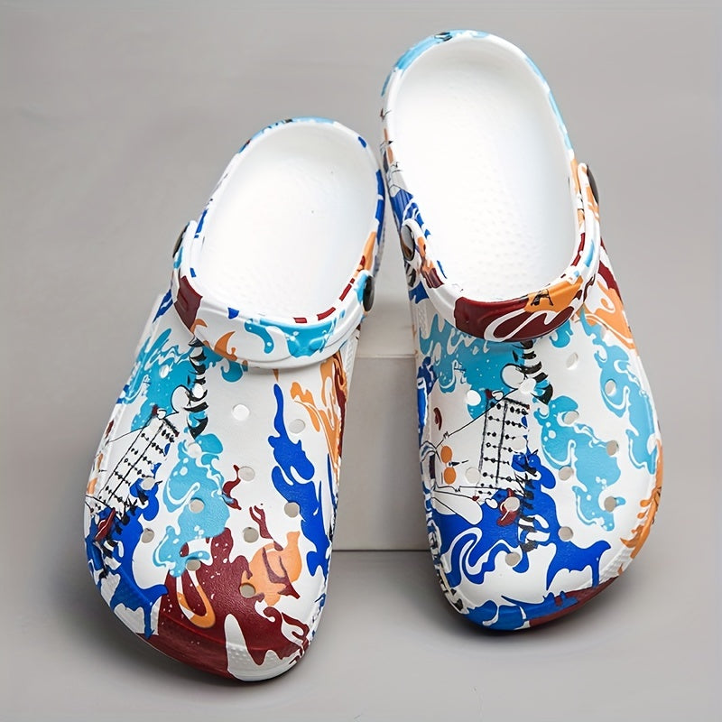 Women's Colorblock Hollow Out Clogs Slip On Platform Round Toe Comfy
