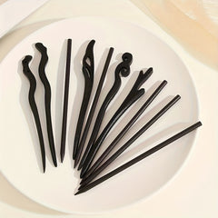 10pcs Sandalwood Hair Chopsticks for Bun Ponytail