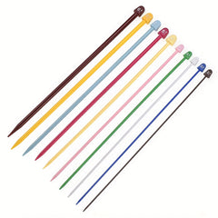 10 Pairs Colored Straight Single Pointed Knitting Needles Set 2mm-6.5mm