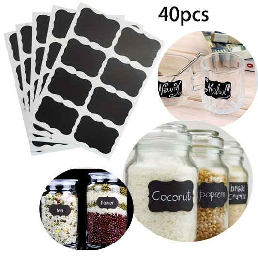 40pcs Chalkboard Glass Jar Labels Kitchen Organizer Stickers