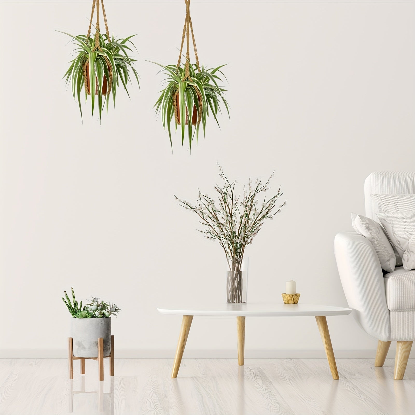 2pcs Macrame Plant Hanger Rope Indoor Brown Holder for 4-15cm Plant Pots