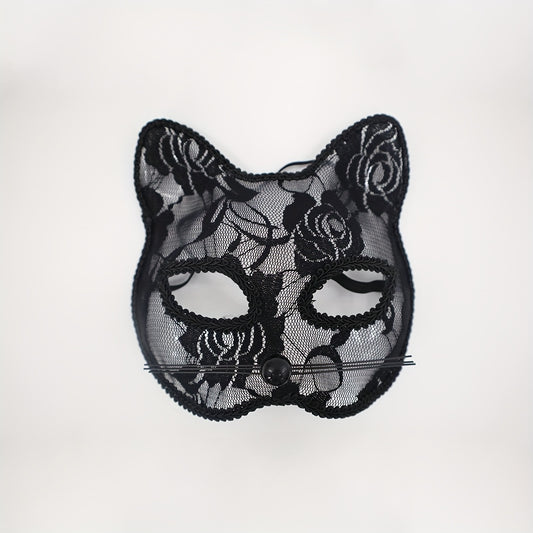 Cat Mask with Lace Border for Halloween, Christmas, Thanksgiving