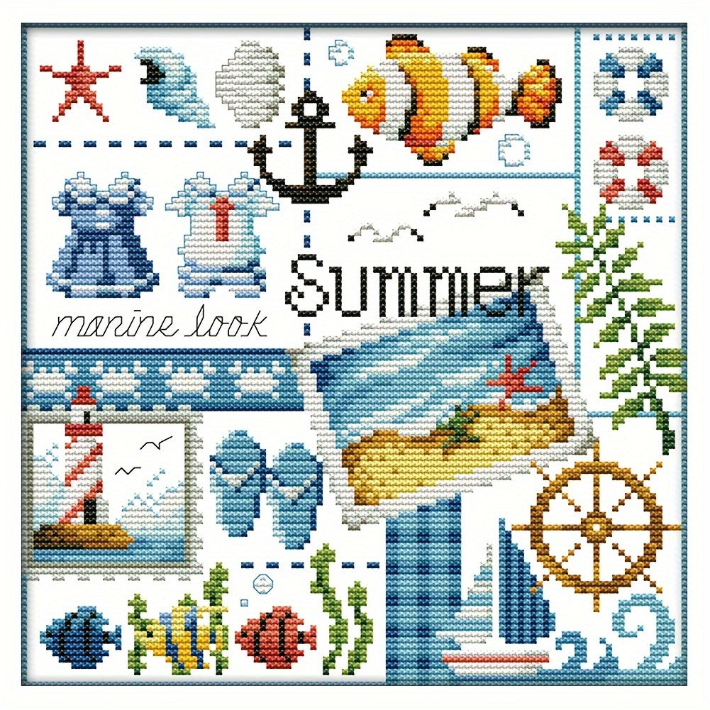 Four Seasons Stamped Cross Stitch Kit 14CT DIY Needlework Decor