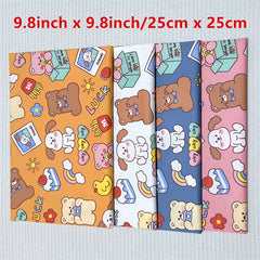 4pcs 9.8in Cartoon Pattern Cotton Squares DIY Quilting Fabric