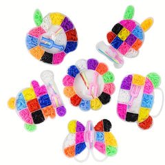 Halloween Party Rainbow Rubber Band Braided Leather Bracelet Set