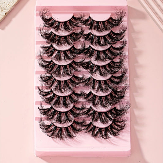 25mm 8 Pair False Eyelashes 9D Cat Eye Fluffy Soft Lashes Thick Faux Mink
