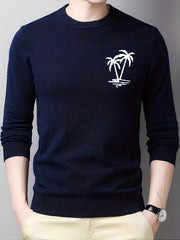 Coconut Palm Print Men's Knitted Sweater