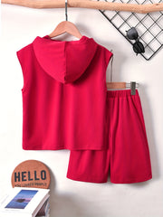 Boys NY Outfit Hooded Tank Top & Shorts Set for Summer