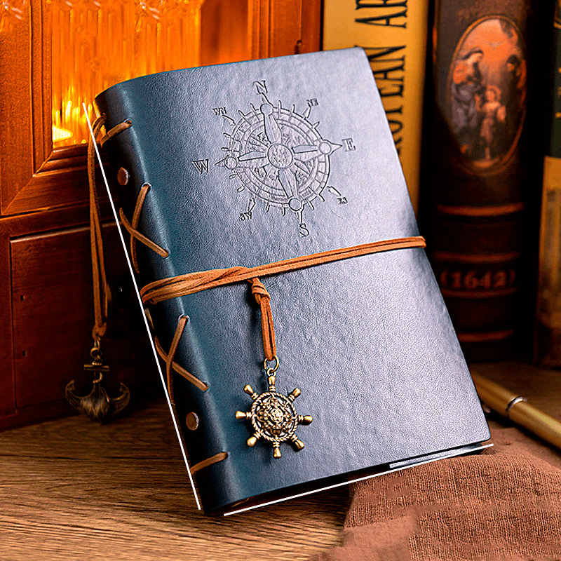 Vintage A6 Notebook with 160 Replaceable Pages and Metal Accessories