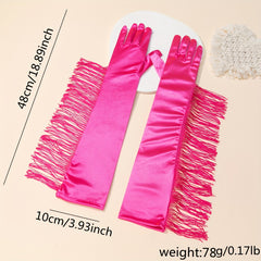 Stylish Tassel Long Gloves for Women Dress Party Prom