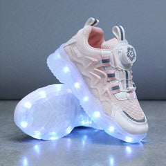Boys Rechargeable LED Dad Shoes for Night Outdoor Fun