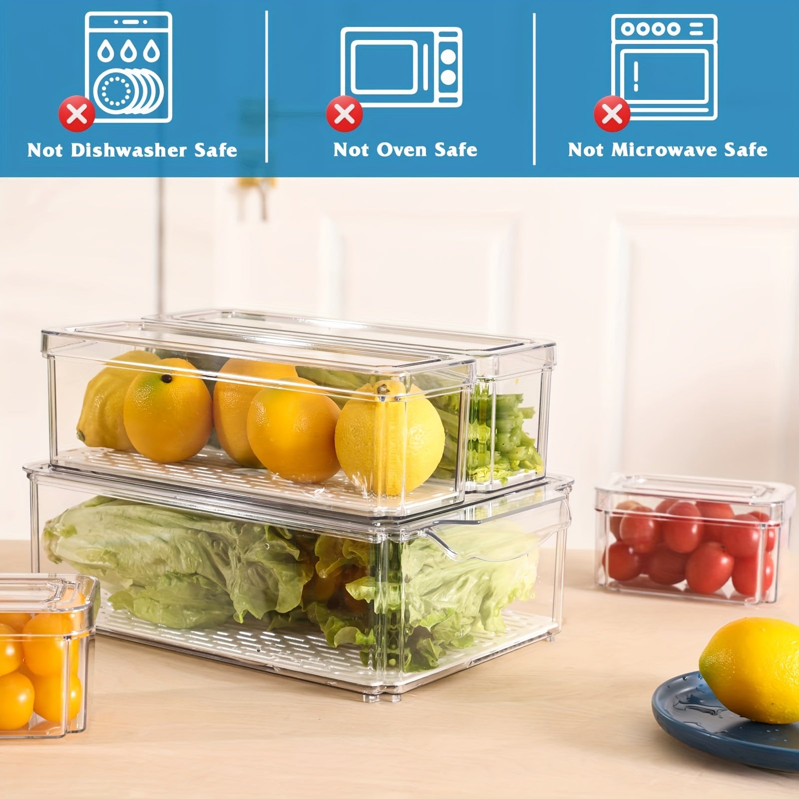 12pcs Fridge Organizer with Lids - Clear Stackable Refrigerator Bins