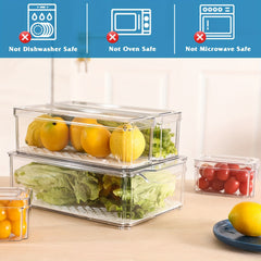 12pcs Fridge Organizer with Lids - Clear Stackable Refrigerator Bins