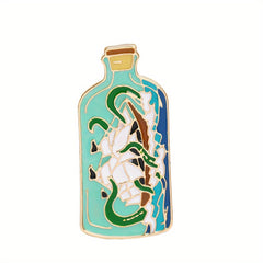 Sea Monster Enamel Lapel Pin in Bottle