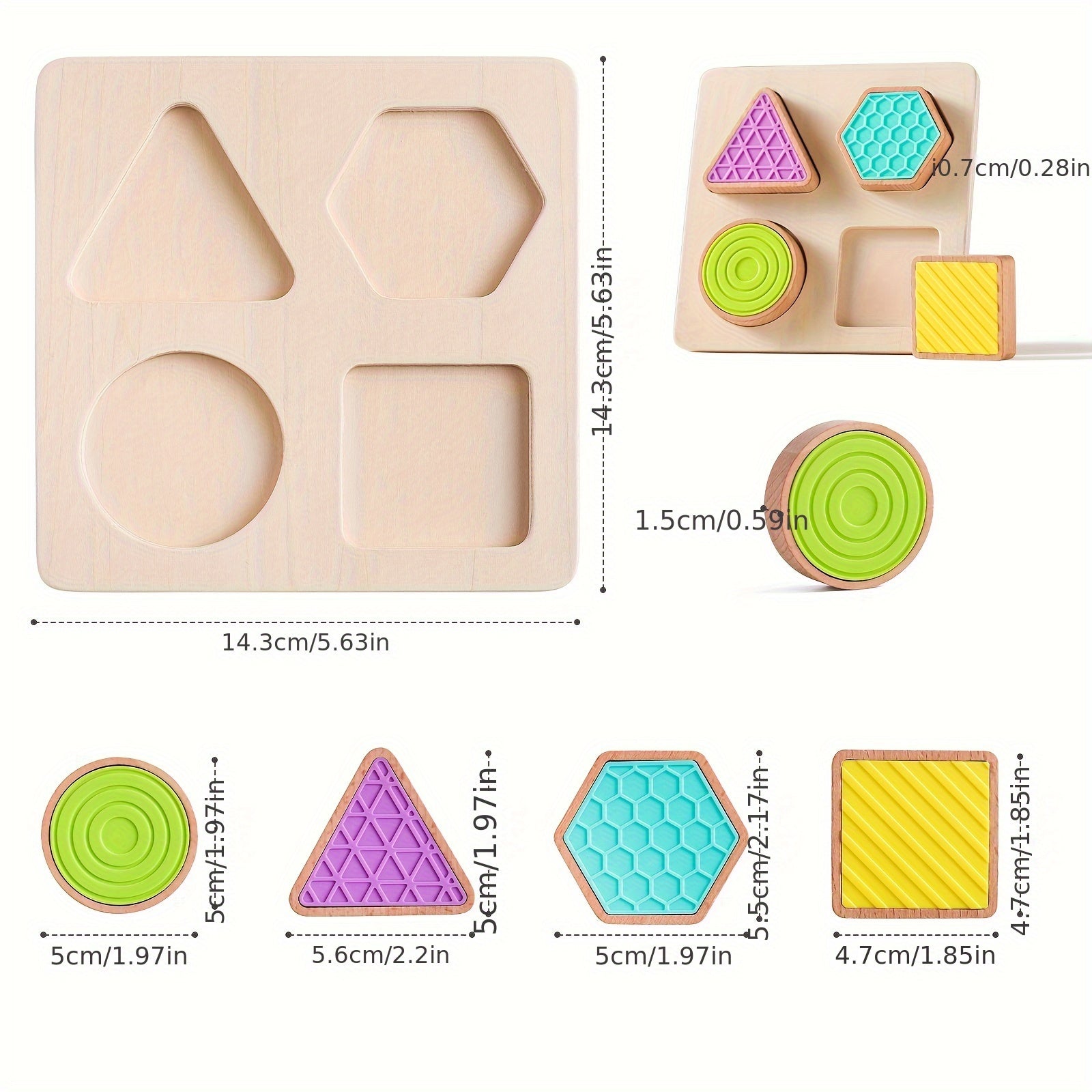 Wooden Sensory Shape Matching Puzzle Educational Toy for Cognitive Skills