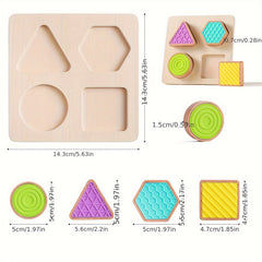 Wooden Sensory Shape Matching Puzzle Educational Toy for Cognitive Skills