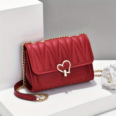 Quilted Chain Crossbody Bag Turn Lock Shoulder Bag Small Purses