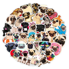 50 Cute Pug Dog Stickers - Ideal for Pug Lovers, Kids & Teens