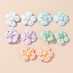 10pcs Girls Plaid Pattern Flower Hair Clips Side Clip Hair Accessories