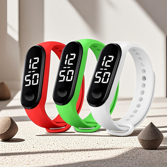 LED Touch Screen Sports Watches Digital Display PVC Strap Unisex