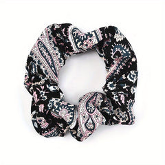 Boho Style Large Scrunchie Hair Tie Waist Fruit Flower Print Headwear