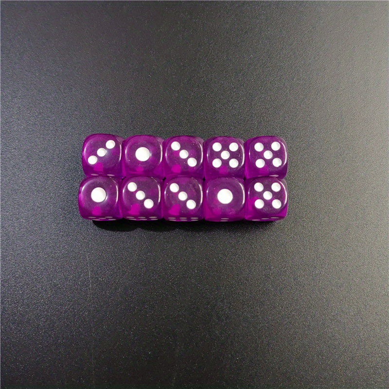 10pcs 12mm Acrylic Dice Set 11 Colors Hex Round Corner Bar KTV Entertainment