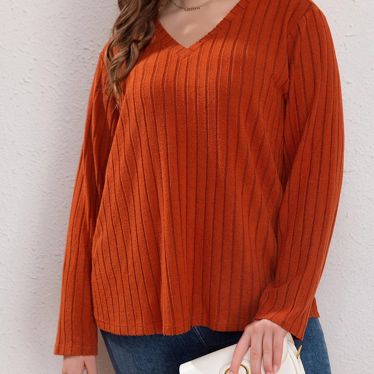  V Neck Long Sleeve Sweater