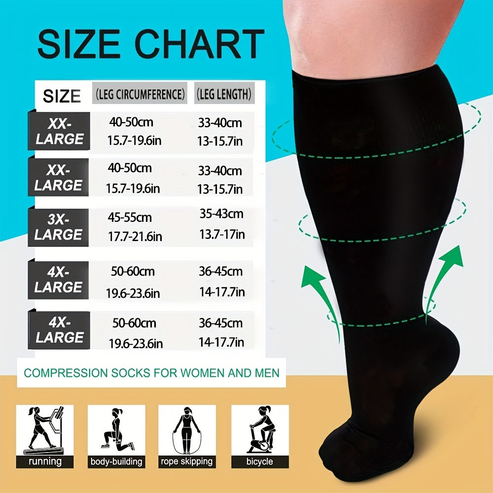 20-30 mmHg Plus Size Compression Socks Wide Calf for Women and Men