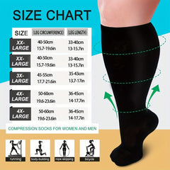 20-30 mmHg Plus Size Compression Socks Wide Calf for Women and Men