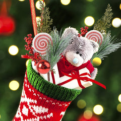 Artificial Christmas Candy Pine Needle Branch 30cm Plug-in Red Berry Decoration