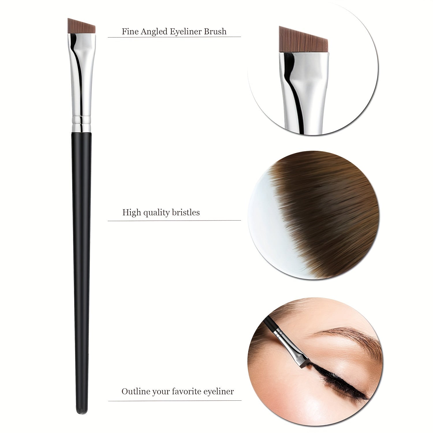 Fine Angled Eyeliner Brush Set Precision Gel Eye Makeup 3 Pieces