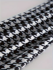  Women's Houndstooth Print High Rise Flared Leg Trousers