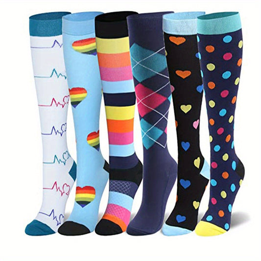 6 Pairs Men's Cartoon Thigh Compression Socks