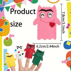 7pc Emotional Monster Plush Hand Puppets DIY Material Pack Fun Dura