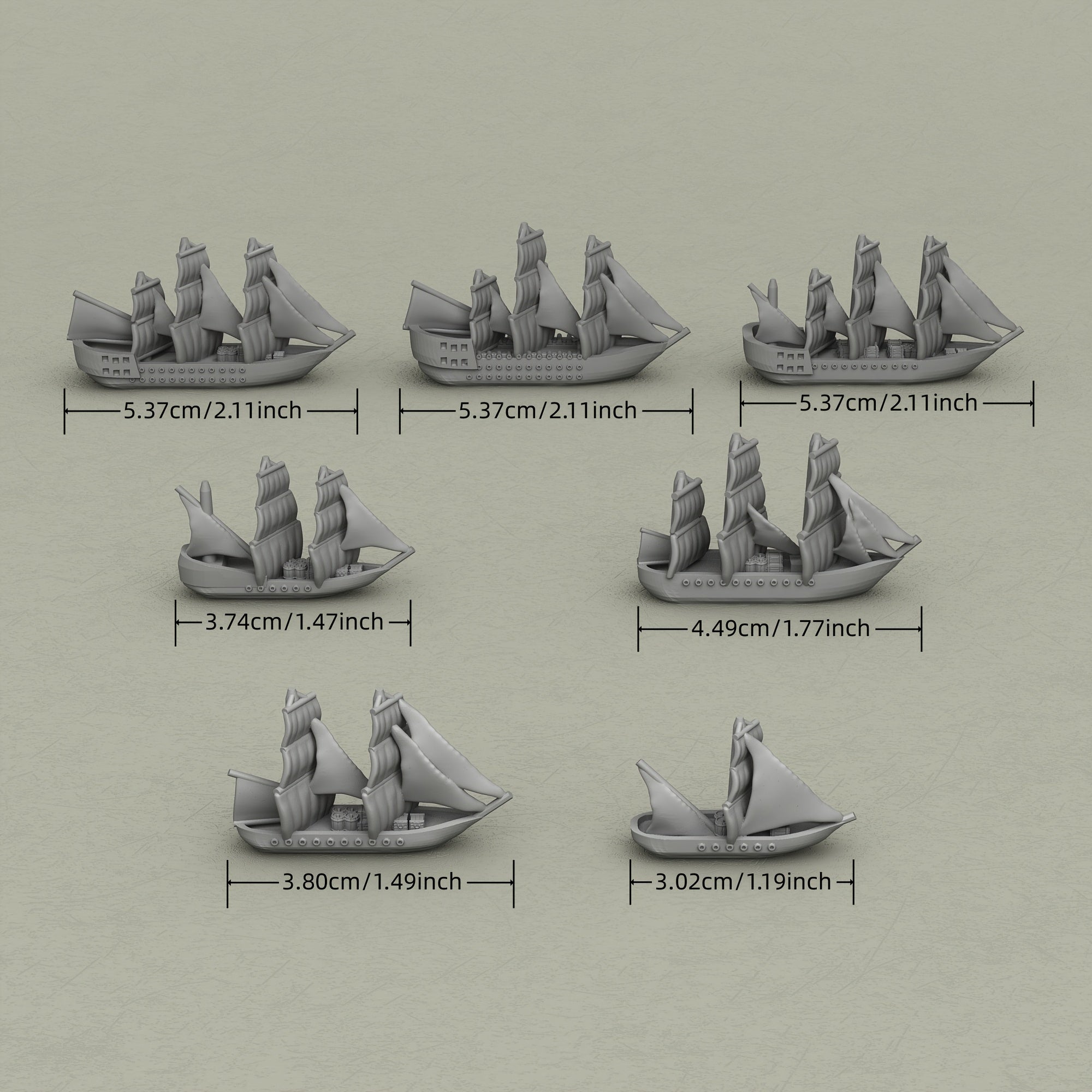 Merchants & Marauders Ships Miniatures in ABS Resin for Tabletop RPGs