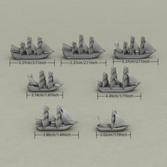 Merchants & Marauders Ships Miniatures in ABS Resin for Tabletop RPGs