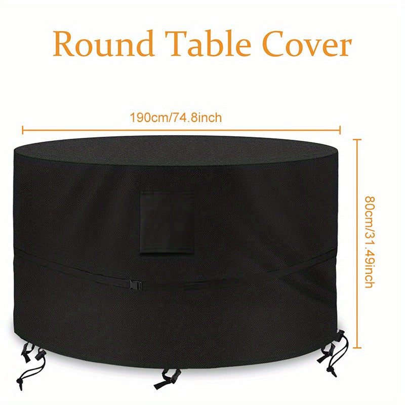 Round Garden Table Cover Waterproof Anti UV Outdoor Circular Table Cover