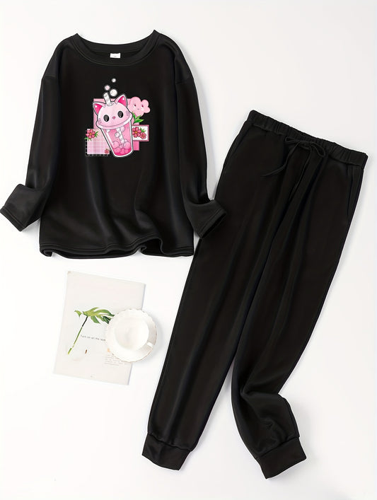  Rabbit Cup Print Lounge Set