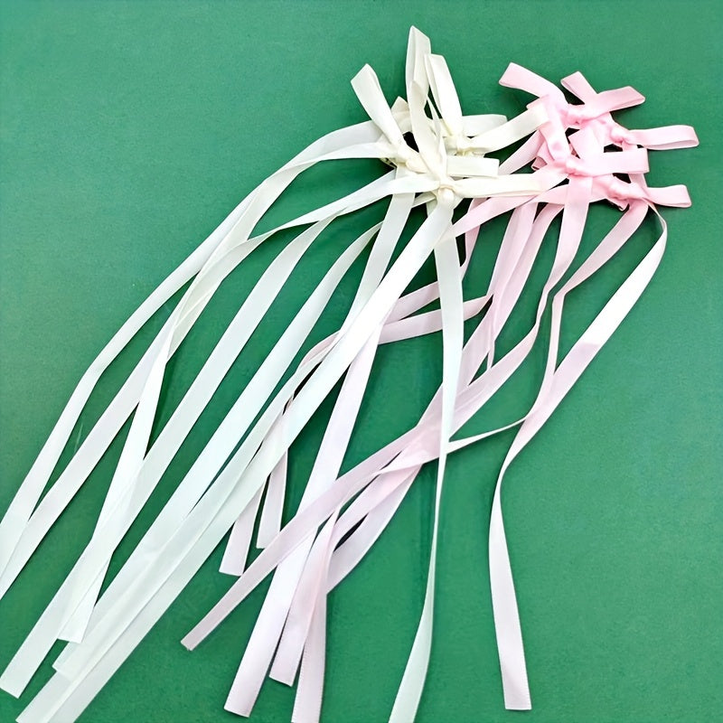 4 Pcs Braided Hair Ribbons Bow Hair Clip Ponytails Streamers