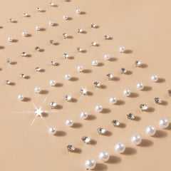 36 Pairs Faux Pearl Crystal Stud Earrings Set - Daily Decor Jewelry