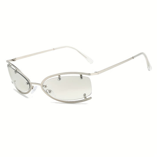 Y2K Wrap Around Sunglasses Futurism Metal Frame Sun Glasses