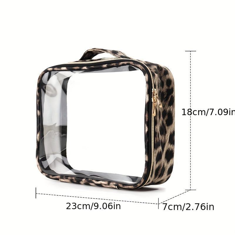 Leopard Print Makeup Bag Clear Waterproof Portable Toiletry Bag