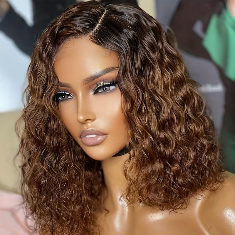 Ombre 1B 30 Short Curly Lace Frontal Human Hair Wigs