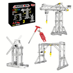 DIY Tower Crane & Windmill Building Kit Alloy Blocks Boys 8 Gift